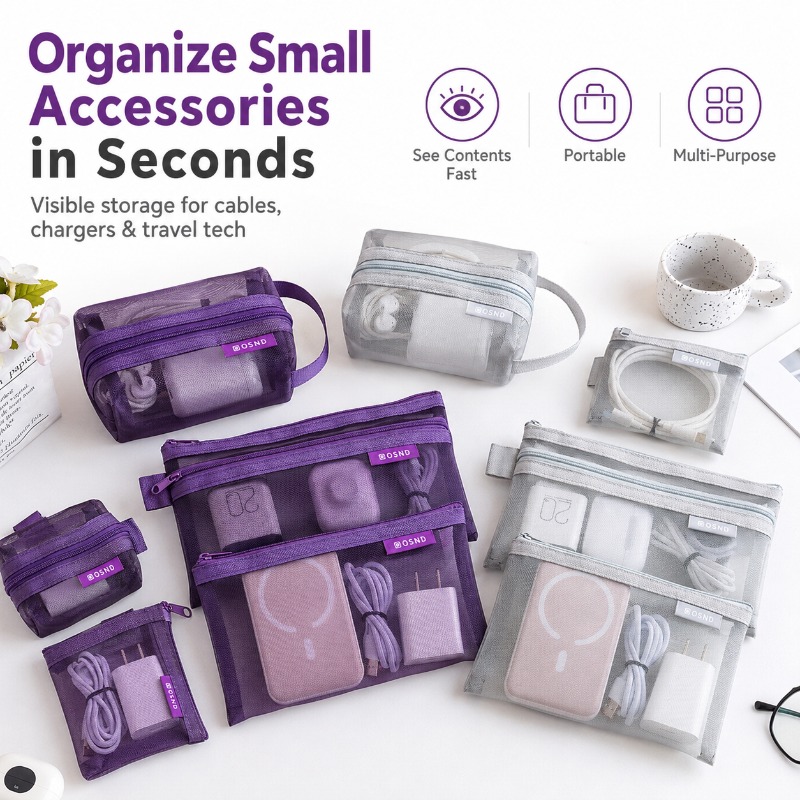 Tech Woven Accessories - 6 Buah Tas Aksesori Teknologi Jaring
