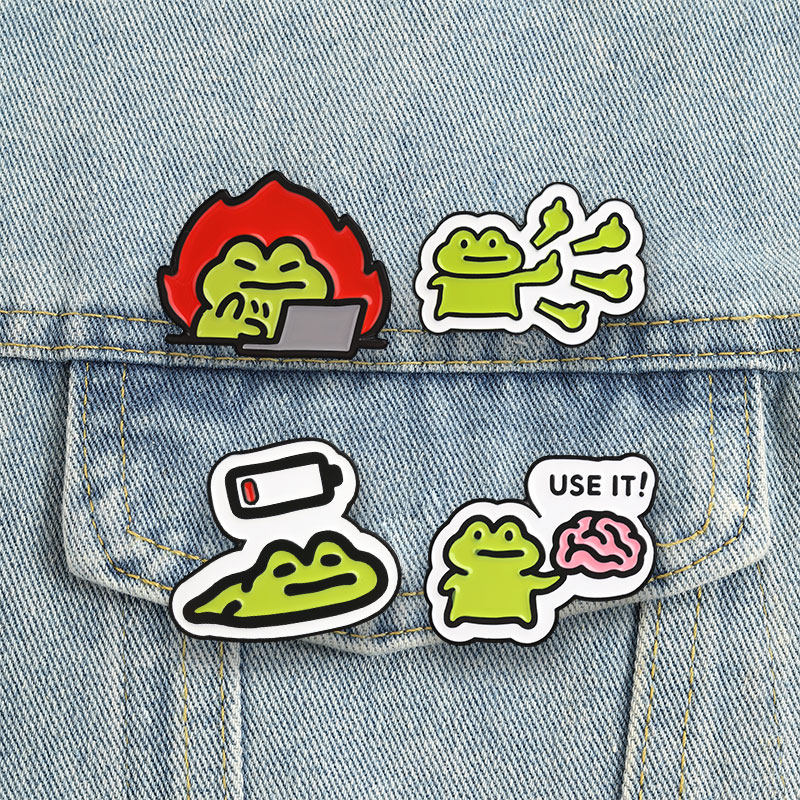 Kawaii Tech Accessories - Lencana Katak Lucu, Pin Enamel Kartun