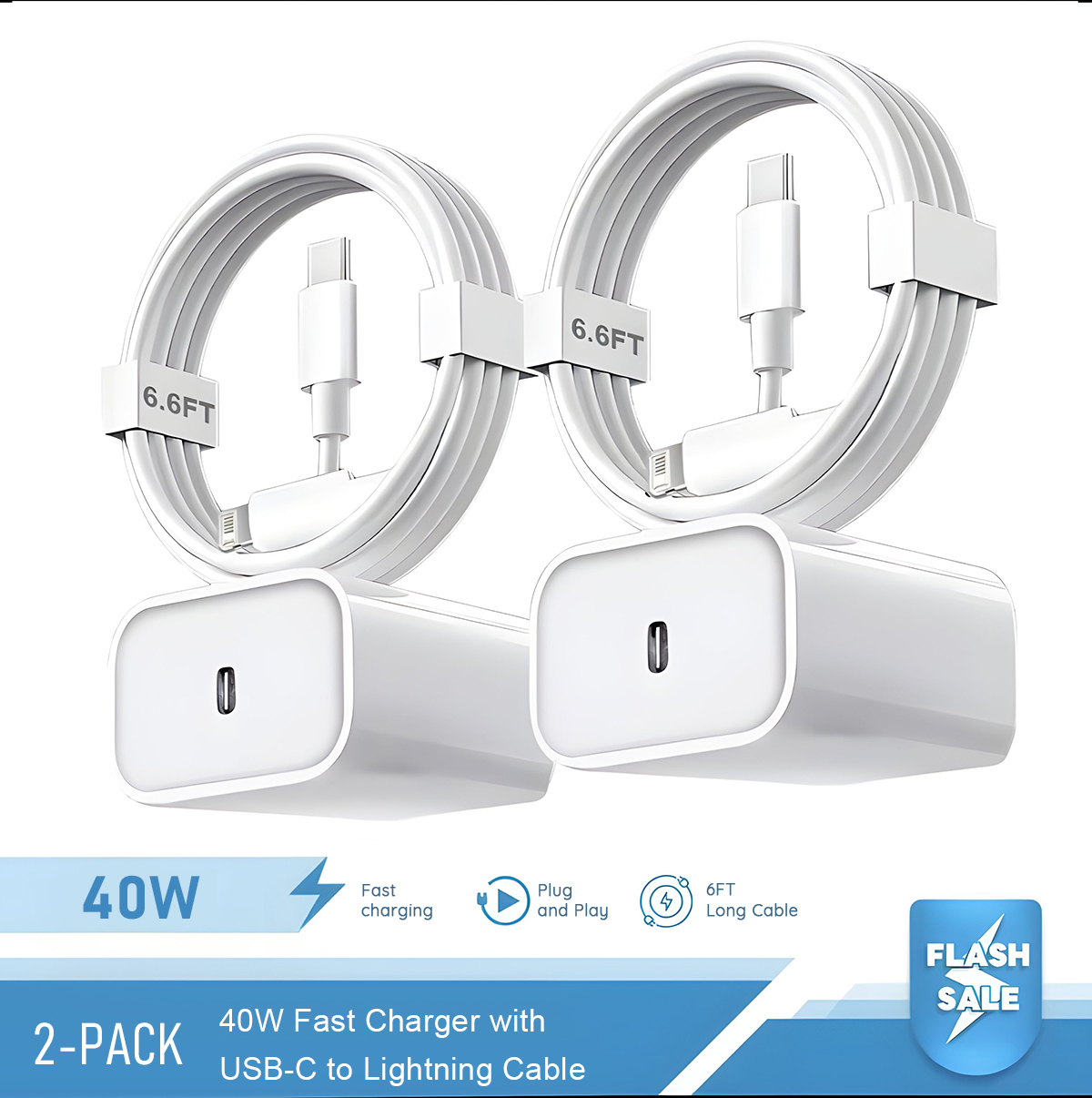 2-4 Set Pengisi Daya Cepat 40W - Tech Accessories Apple ulasan dan harga